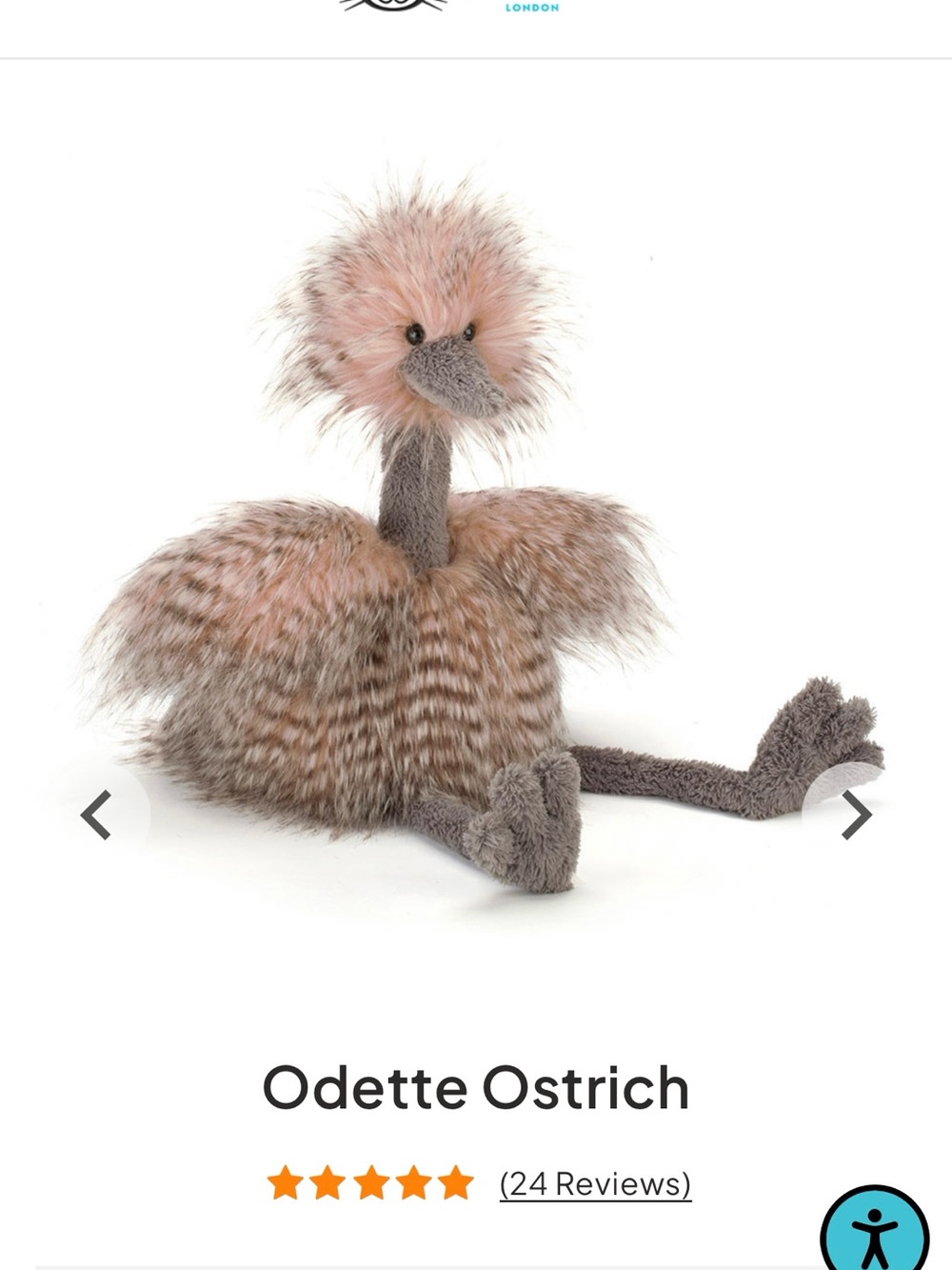 Jellycat Odette Ostrich Plush - Pink-Tinted Brown RETIRED